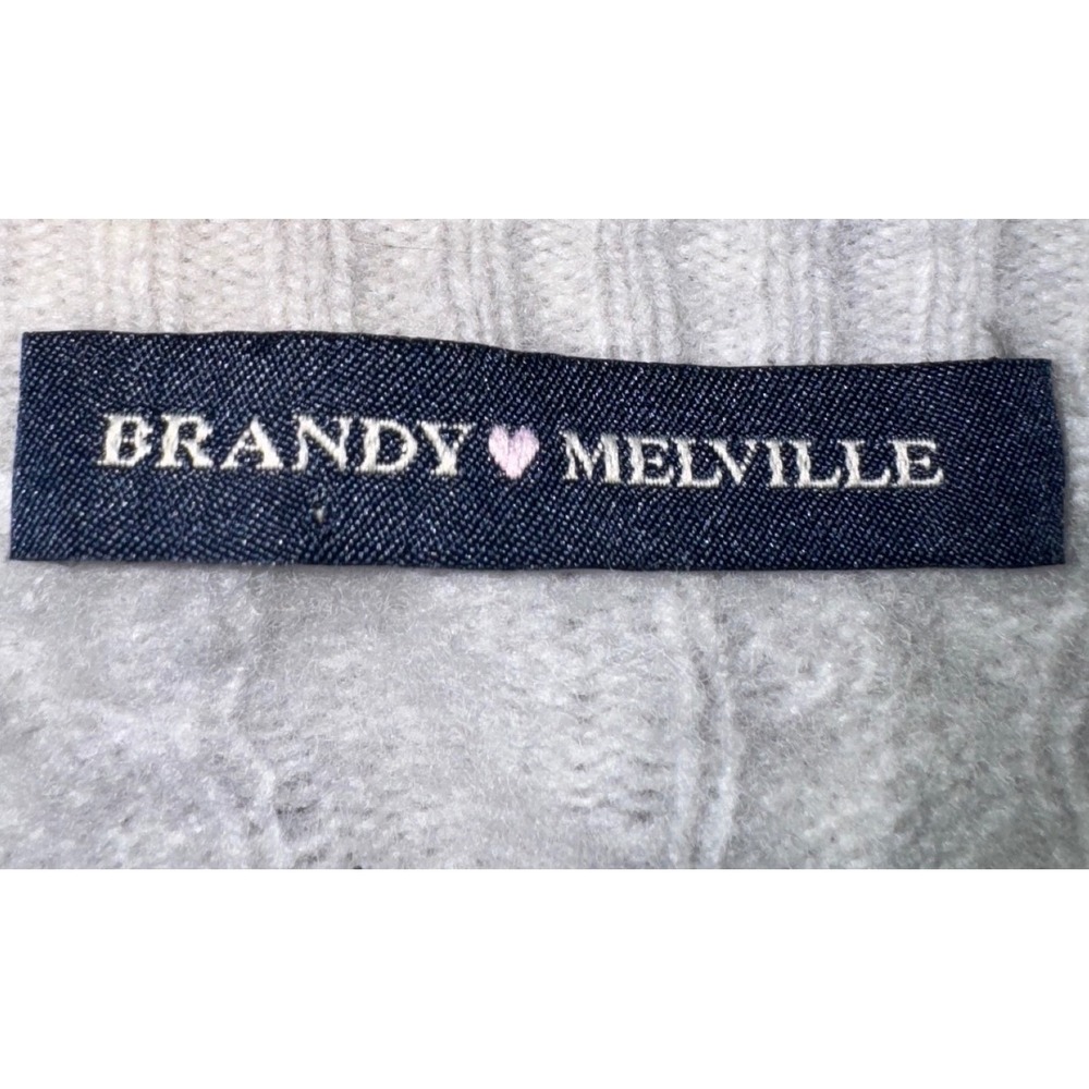 Brandy Melville Wool Blend Cable Knit Cardigan Sweater Gray Made‎ in Italy OS - Picture 8 of 12